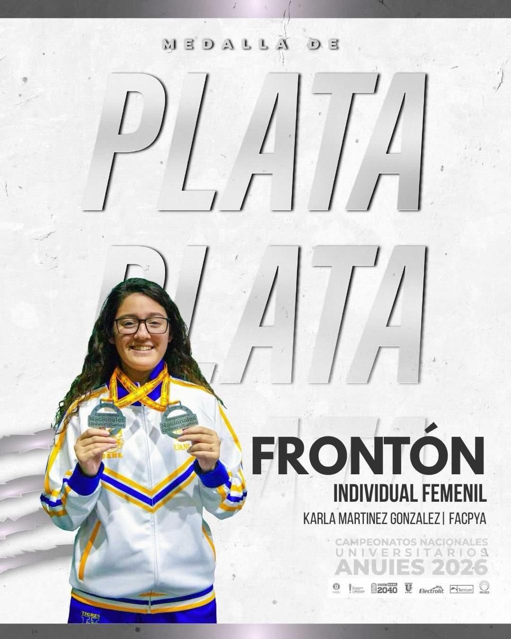 ¡Orgullo FACPYA! Karla Martínez González, doble medallista nacional en frontón